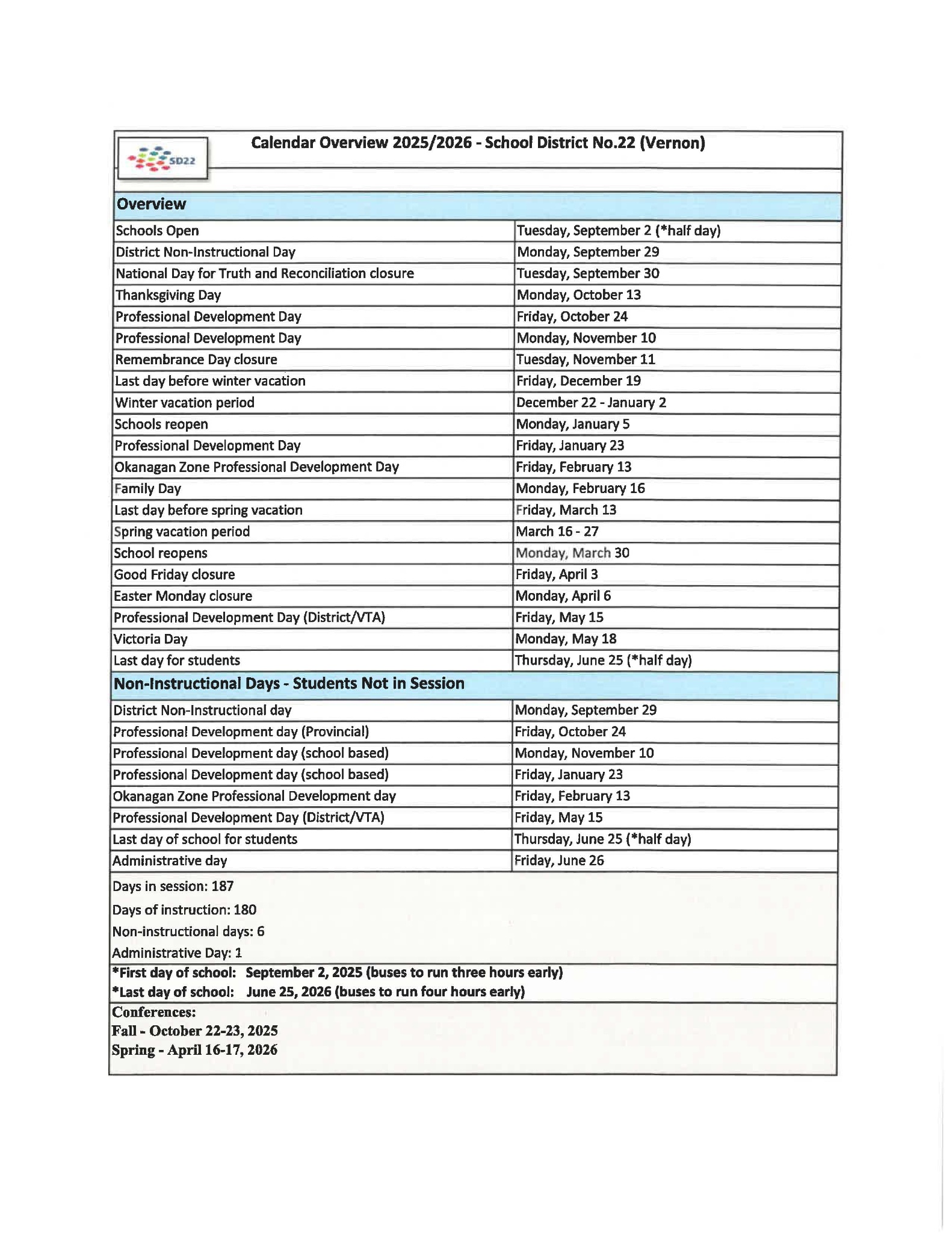 Calendar Overview 2025 2026